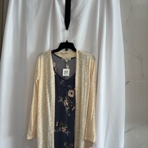 Wallflower Navy Floral Mini Dress with Cream Cardigan